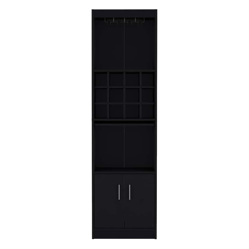 71"Tall Bar Cabinet 5-Tier Modern Bar Cabinet with Glass Holder Stemware Rack,Wine Cabinet,12 Bottle Cubbies,5 Shelves