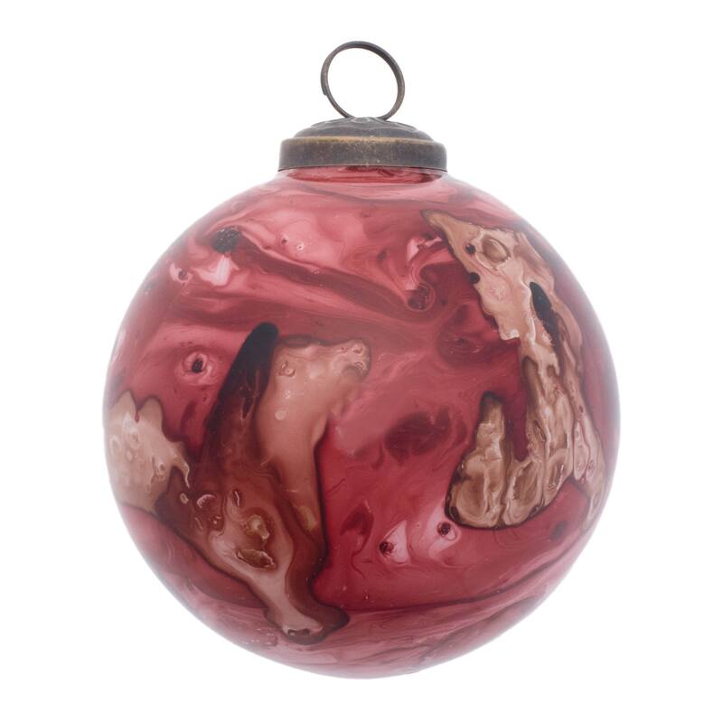 Marble Painted Glass Ornament (Set of 6) - N/A