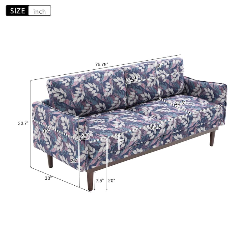Modern Style Loveseat Sofa 75.75" Sofa Couch 2-seater Sofa with Spacious Seating Area for Living Room