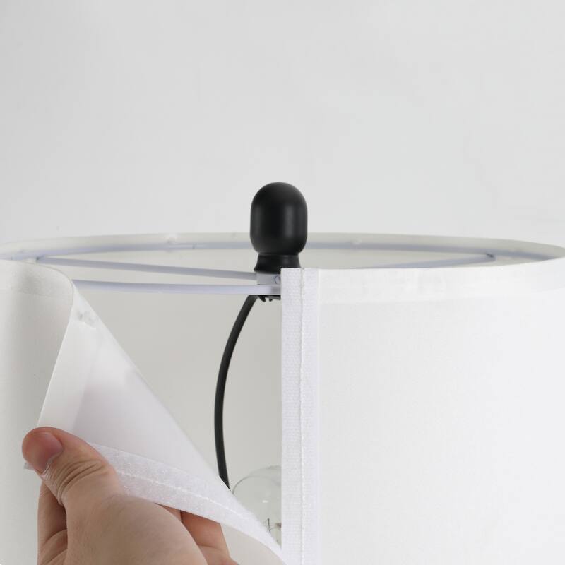 HOMCOM 3 Piece Table Floor Lamp Set with Metal Pole, Round Base, and Fabric Lampshade