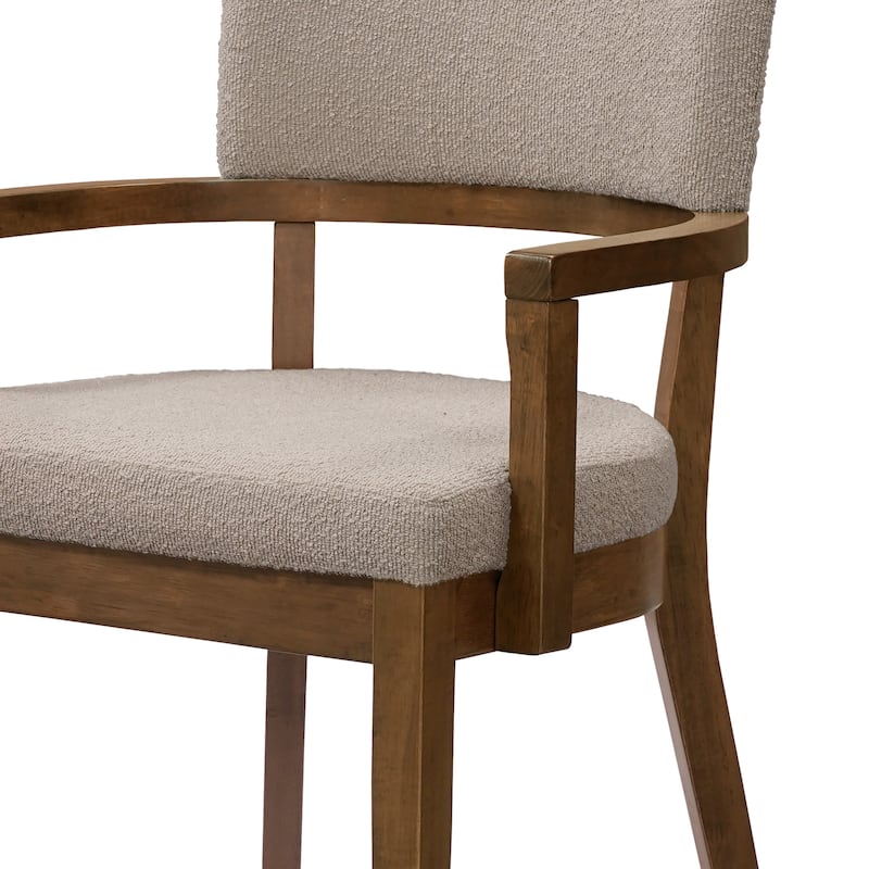 Christopher Knight Home - Mid-Century Modern Boucle Upholstered Dining Chair Set with Wood Frame - Set of 2