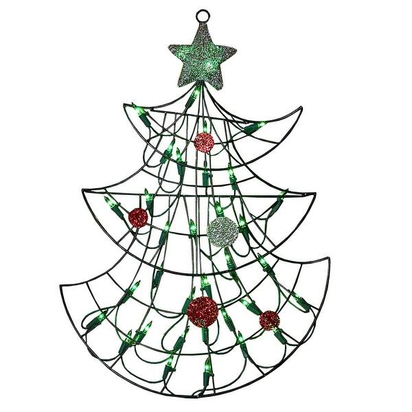 Shop 19 Lighted Christmas Tree With Silver Tinsel Star Window Or