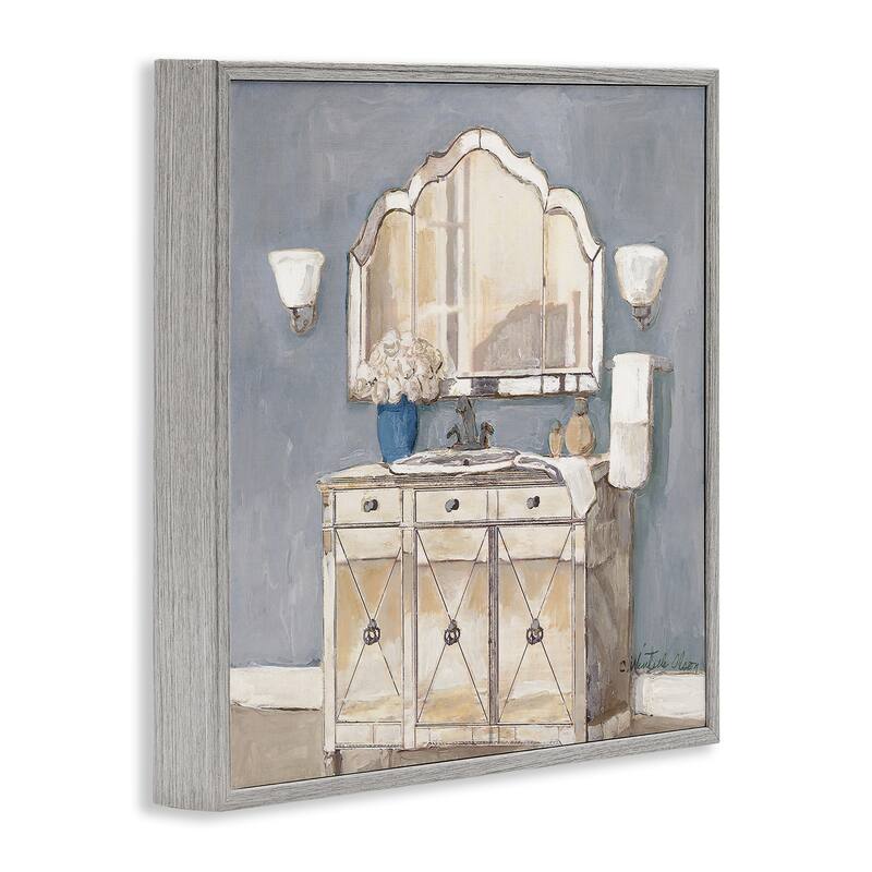 Stupell Traditional Bathroom Sink & Mirror Framed Giclee Art Design By Charlene Olson