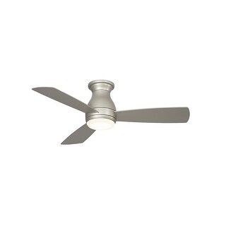 Fanimation Hugh 44 inch Indoor/Outdoor Flush Mount Ceiling Fan with LED Light Kit and Remote - Brushed Nickel