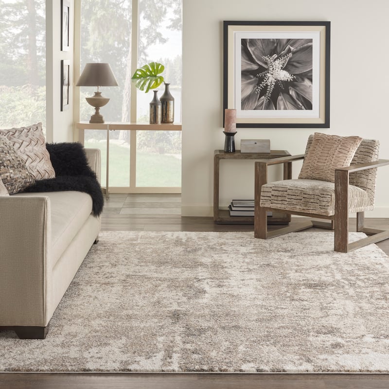 Ivory Shore Cream Abstract Modern Area Rug