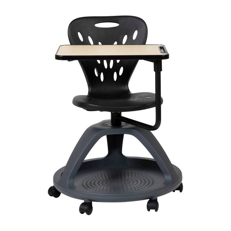 Mobile Desk Chair - 360-deg Tablet Rotation and Storage Cubby