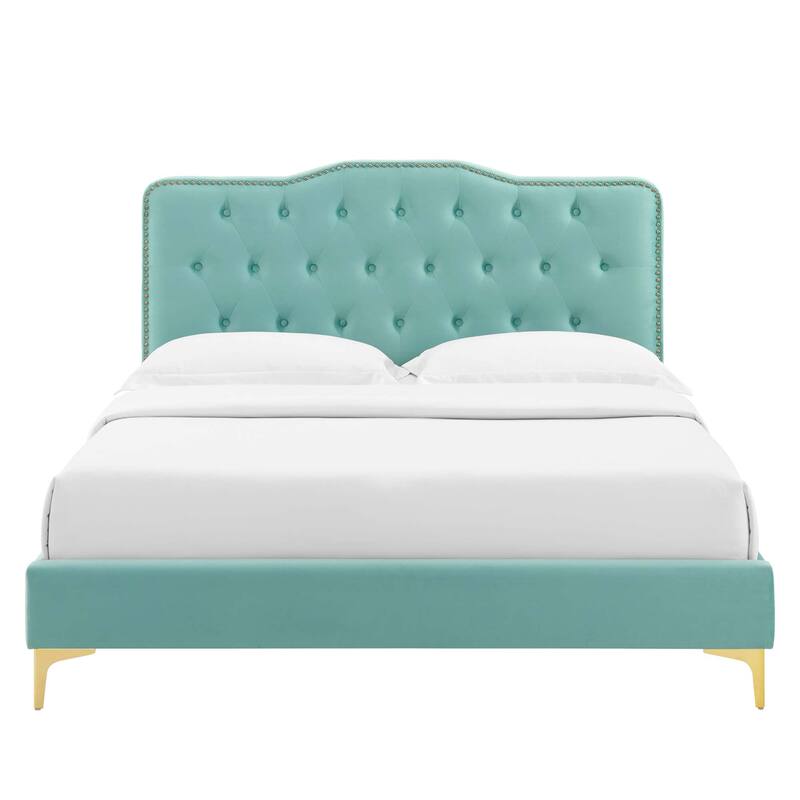 Amber Performance Velvet Queen Platform Bed