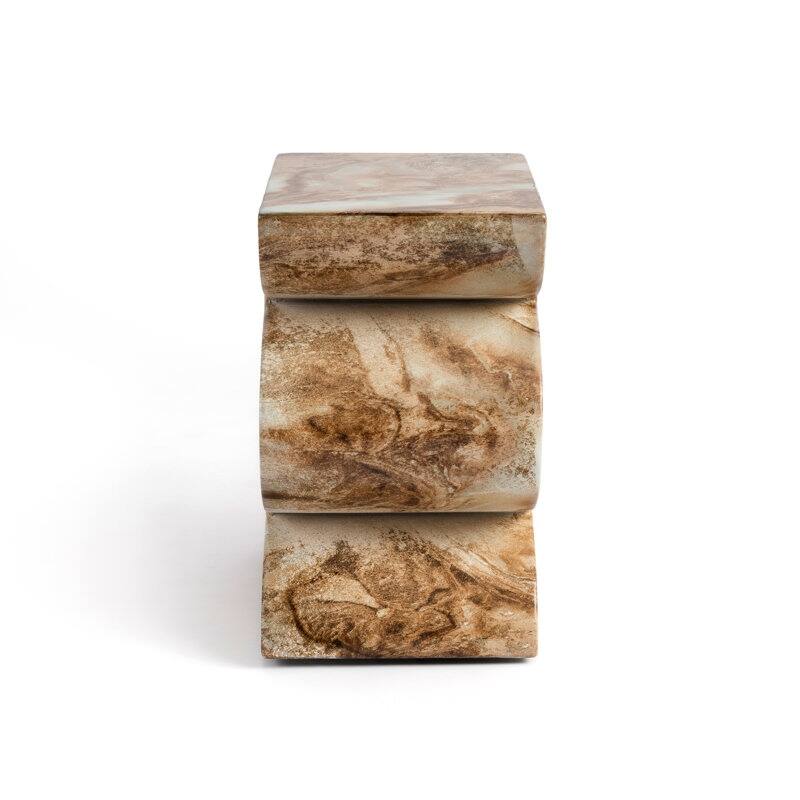 Studio London Trudi Faux Marble Effect Stool End Table – Onyx Brown