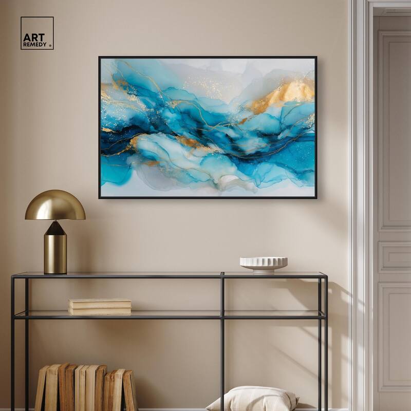 Ethereal Blue and Gold Canvas by Art Remedy
