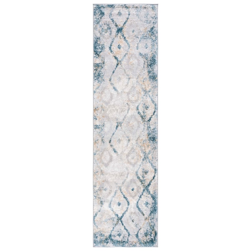 SAFAVIEH Meadow Radoica Modern Distressed Rug - 2' x 8' Runner - Grey/Blue Gold