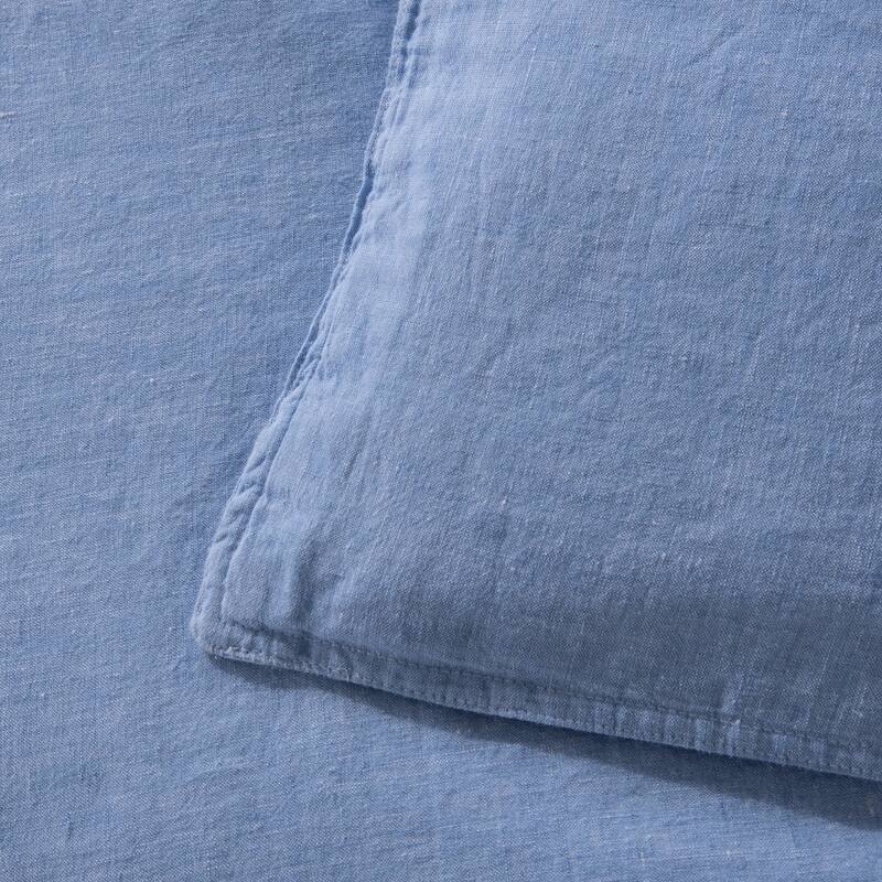WHOLINENS 100 Percent French Linen Chambray Duvet Cover Set 3Pcs