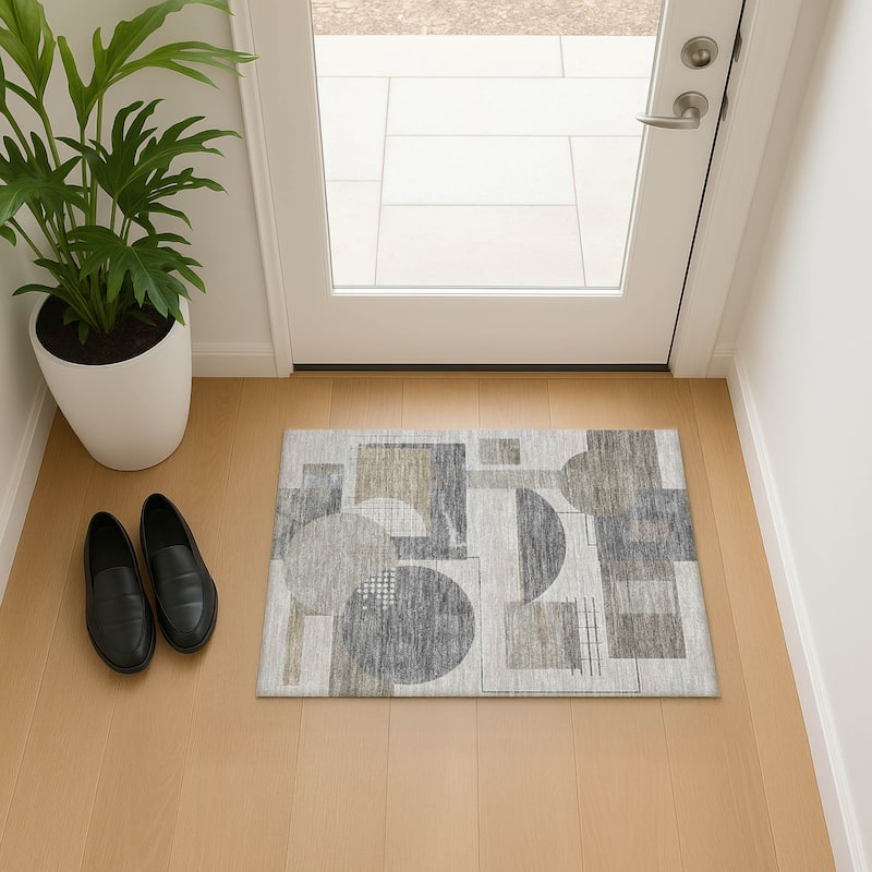 Premium Washable Super Soft Contemporary Mayfield Rug - Beige - 1'8" x 2'6"