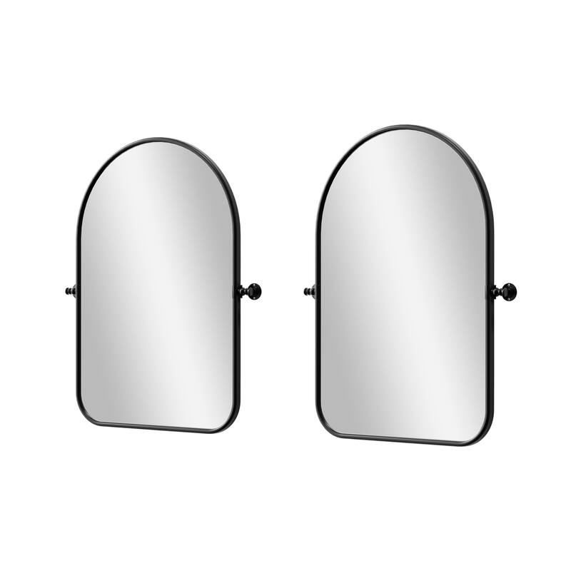 HomeRoots Set of Two Black Arch Iron Framed Bathroom Vanity Mirrors - 23.00 in. x 32.00 in. x 1.57 in.