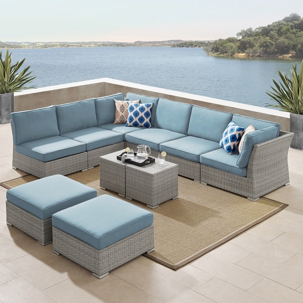 Corvus 10-piece Grey Sectional Conversation Sofa Set. Opens flyout.