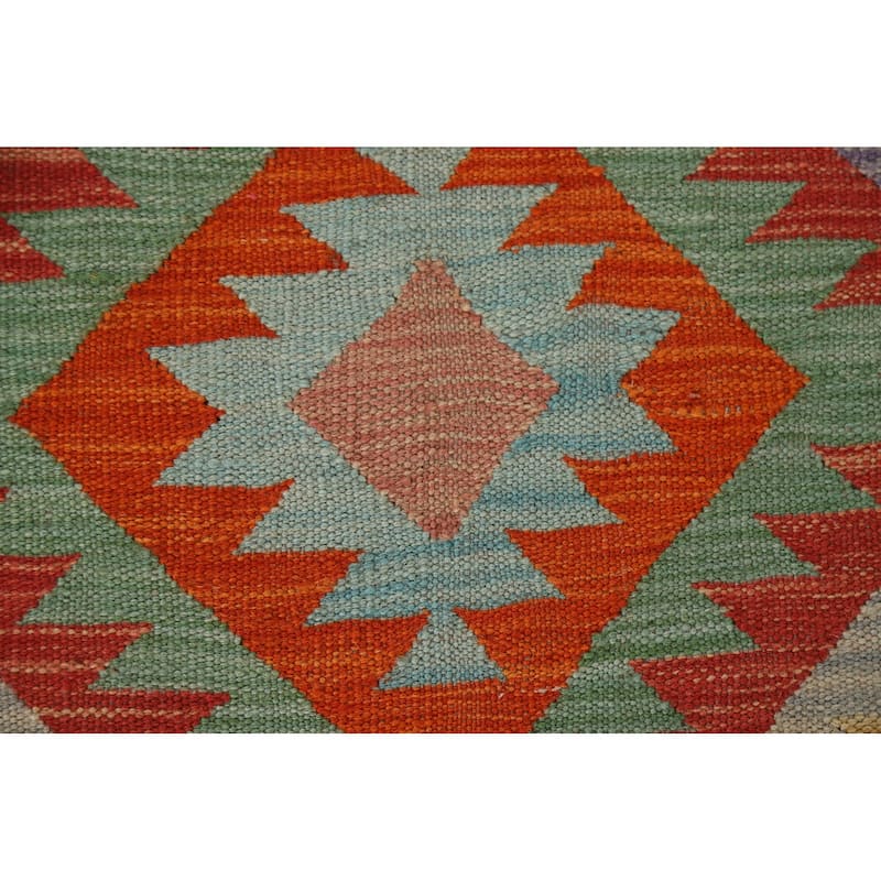 Reversible Kilim Area Rug Hand-Woven Wool Carpet - 3'6"x 5'1"