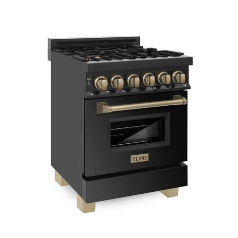 ZLINE Autograph Edition 24" 2.8 cu. ft. Dual Fuel Range with Gas Stove and Electric Oven in Black Stainless Steel