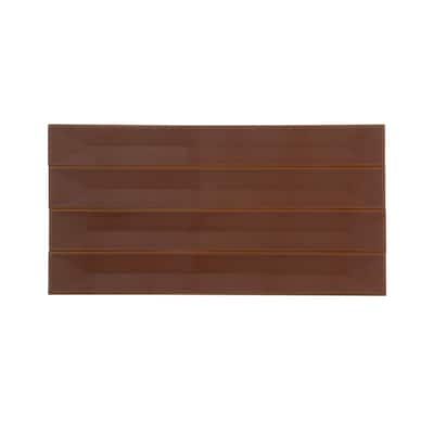 Apollo tile 2" x 16" Horizonte Glossy Caramel Ceramic Tile (10.76 sq ft/case) - 50 Pack