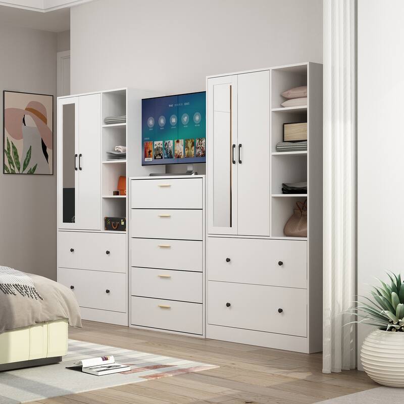 Scalable Hanging Rod Wardrobe Closet Armoire Mirror Space Saving
