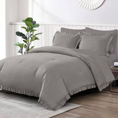 Shatex Ruffled Grey Comforter Set