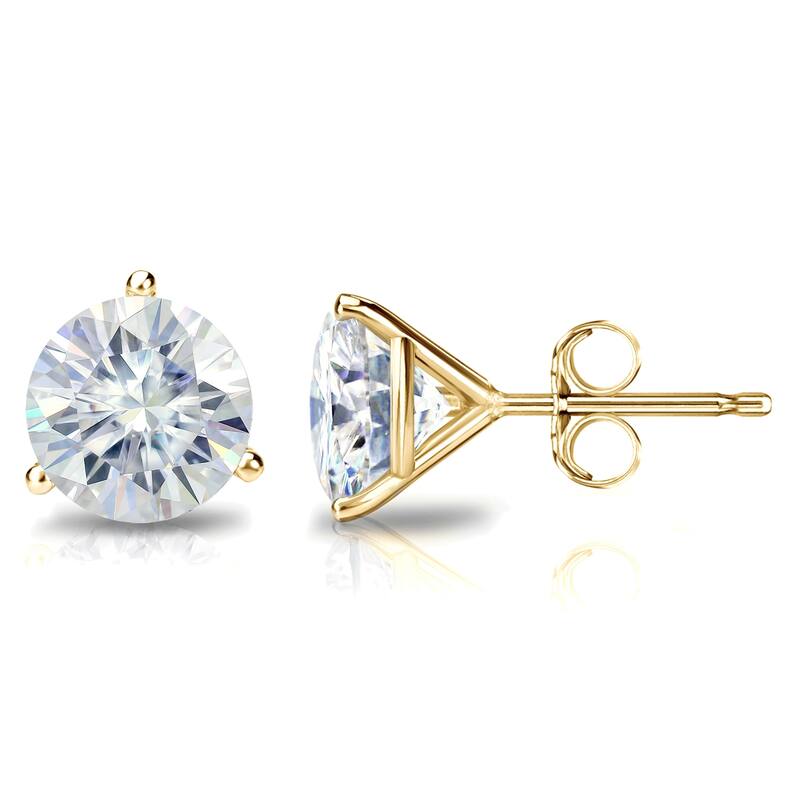Auriya 3 1/2ctw Round Moissanite Stud Earrings 14k Gold Martini-set - 7.8 mm - Yellow