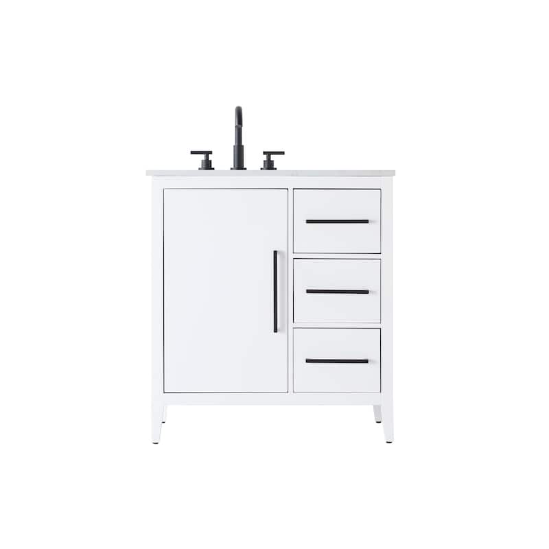 Elegant Lighting VF29332 Millie 32" Free Standing Single Basin Vanity - White