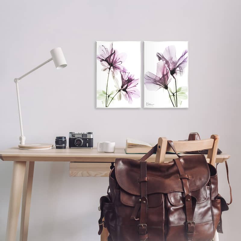Stupell Purple Flower Bloom Design 2pc Multi Piece Wood Wall Art Set
