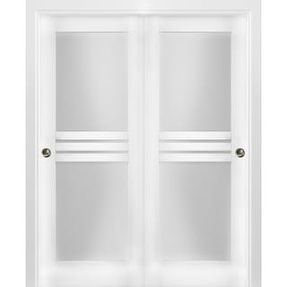 Sliding Closet Opaque Glass 4 Lites Bypass Doors / Mela 7222 White Silk ...