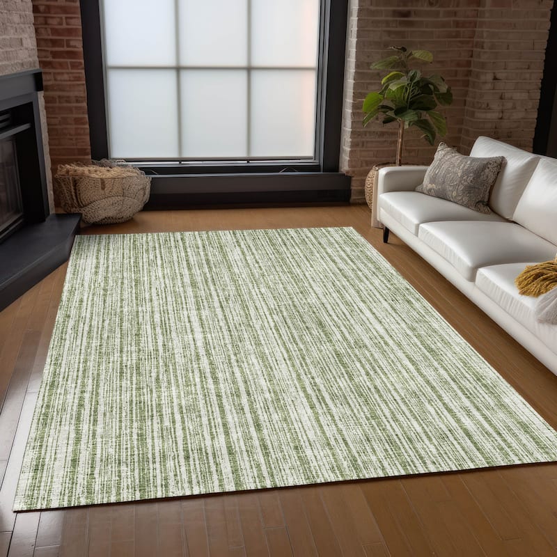 Machine Washable Indoor/ Outdoor Chantille Contemporary Stripes Rug