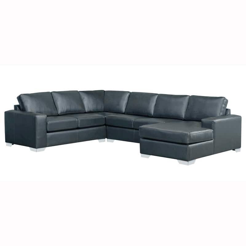 Mitchell Modern Premium Top Grain Italian Leather Sectional Sofa - Blue