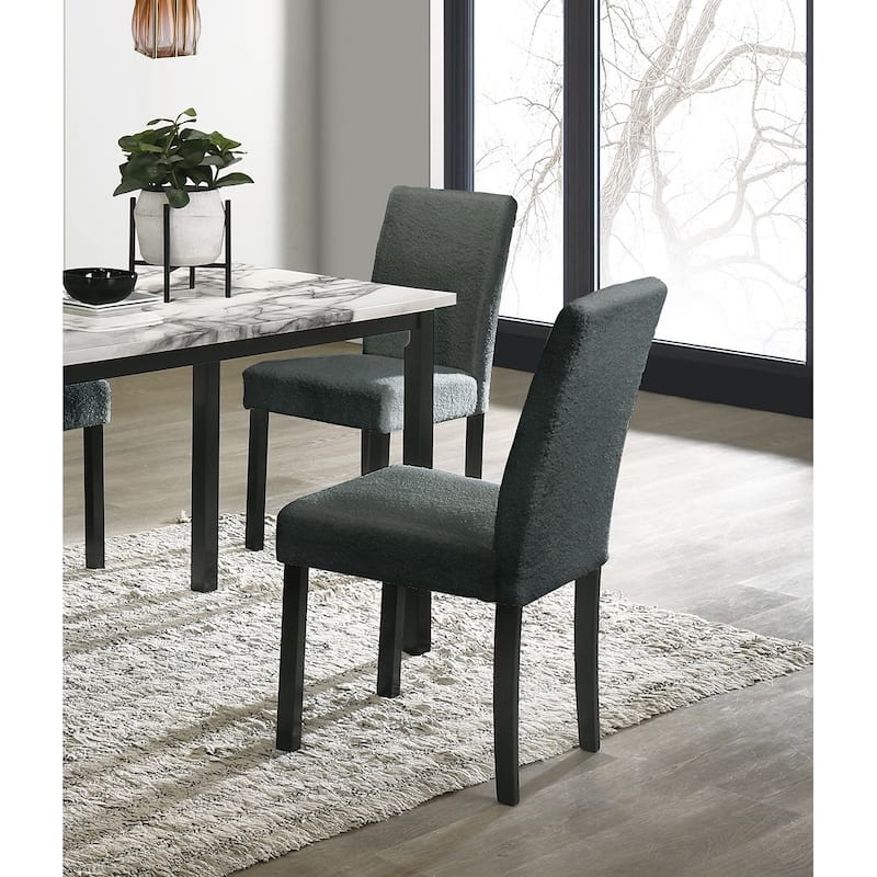 Wool Fabric Chairs Faux Marble Top Table 5pc Dining Set Kitchen Dinette Cushions Upholstered 4x Chairs Dining Room