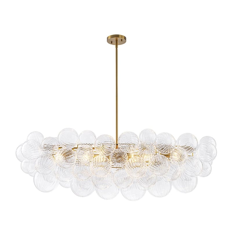 Glam 6-Light Waxing Crescent Striped Glass Cluster Bubble Chandelier - 47.2 in