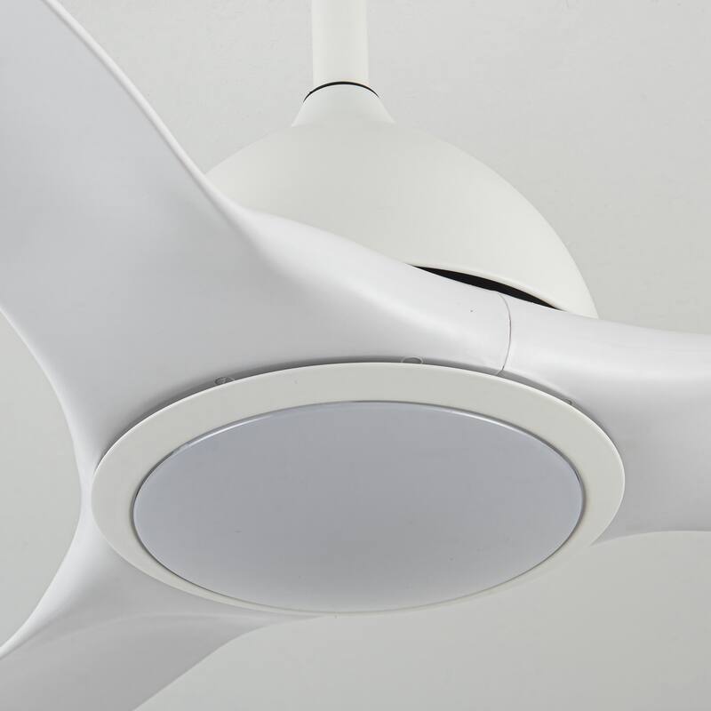 52" Modern White ABS 3-blade Propeller Ceiling Fan with Light and Remote
