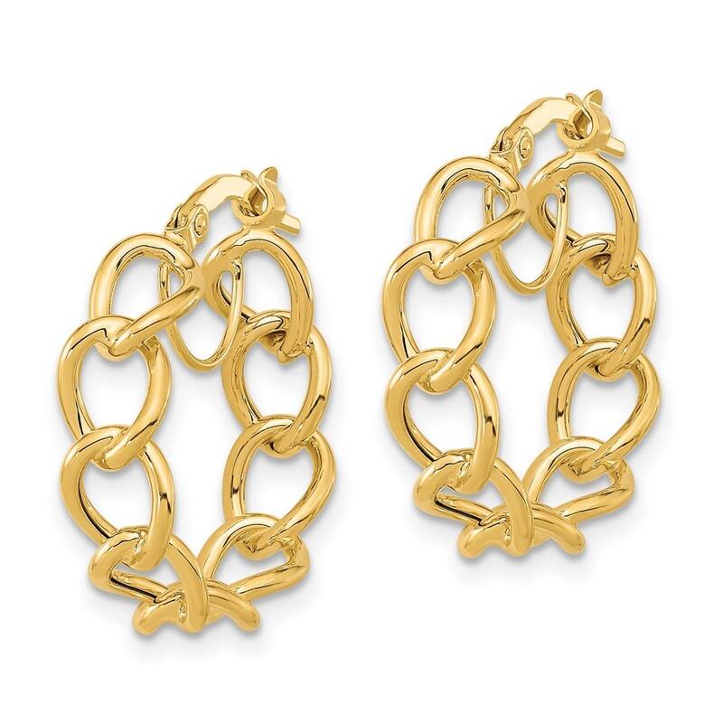 Curata 14k Polished Cable Link Circle 5x20mm Hoop Earrings