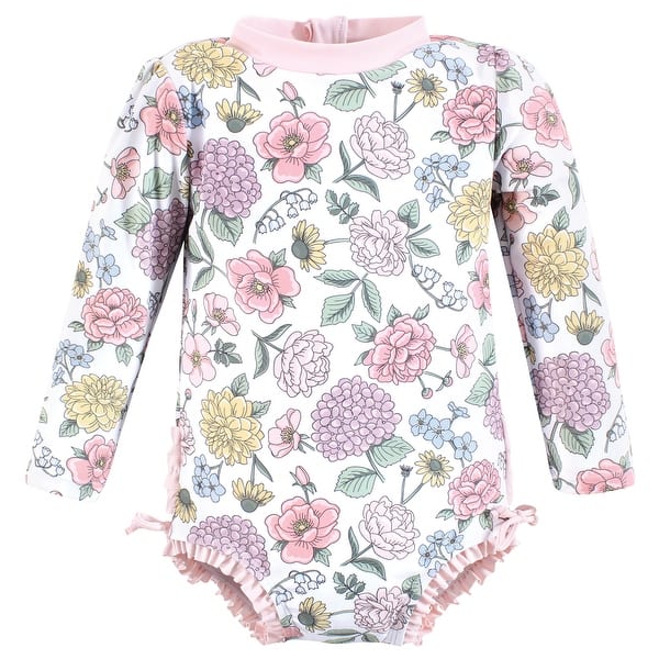 slide 1 of 1, Hudson Baby Girls Rashguard Toddler Swimsuit, Vintage Blossom 5T - Vintage Blossom Toddler