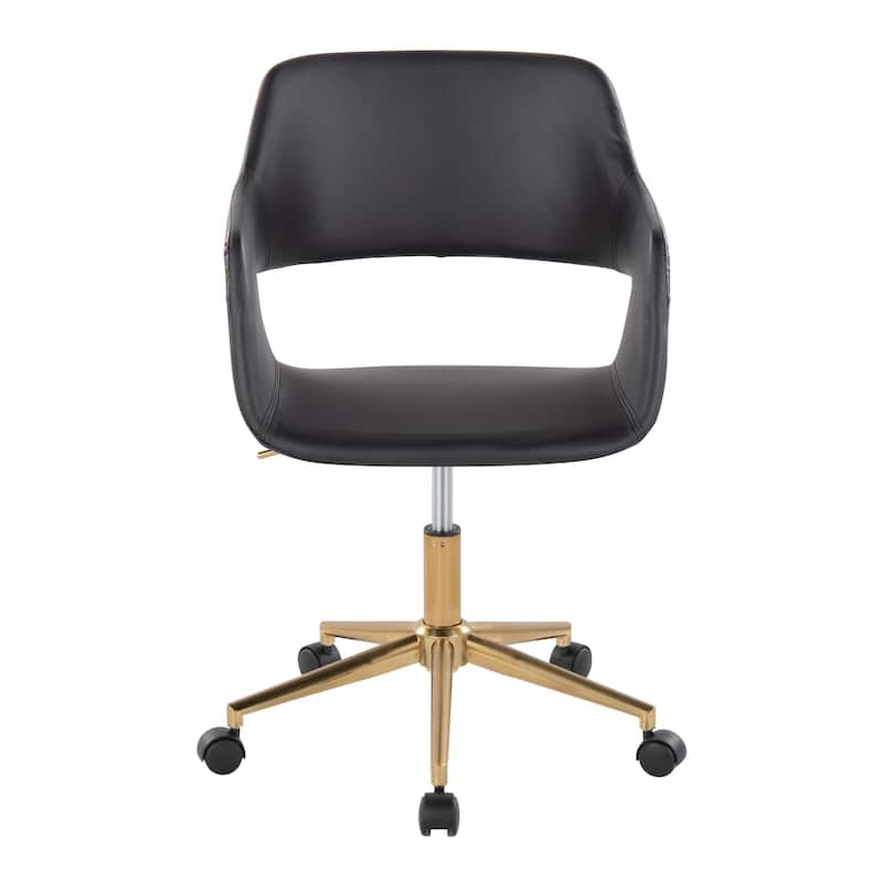 Carson Carrington Vallen Adjustable Task Chair with 5-Star Base - Black Faux Leather/Gold Metal