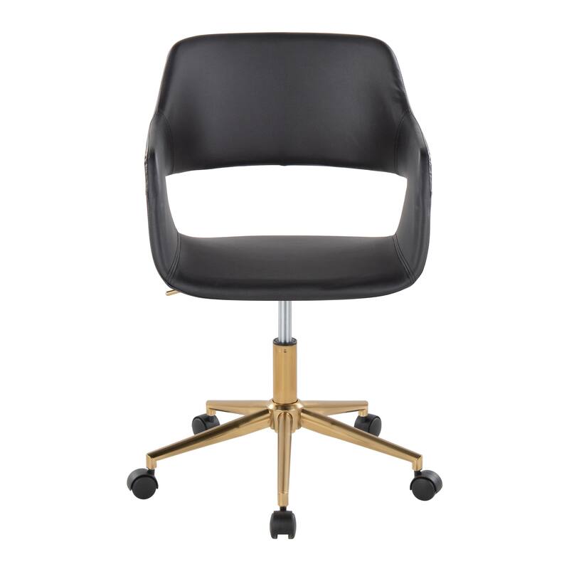 Mid-Century Modern Office Chair in Gold Metal & Cream Velvet, Adjustable Height, 360° Swivel