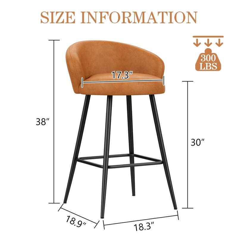 Upholstered Counter & Bar Stools With Metal Frame, Bar Chairs for Kitchen lsland with back and footrest
