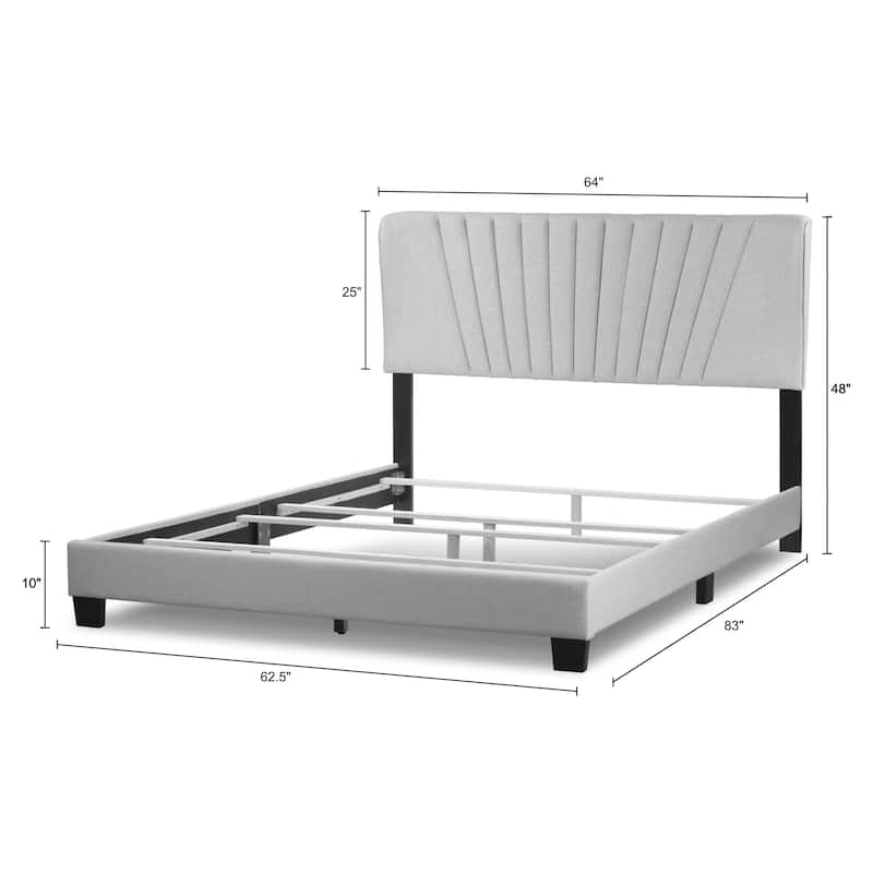 Autumn Fabric Queen Bed with Decorative Stitching