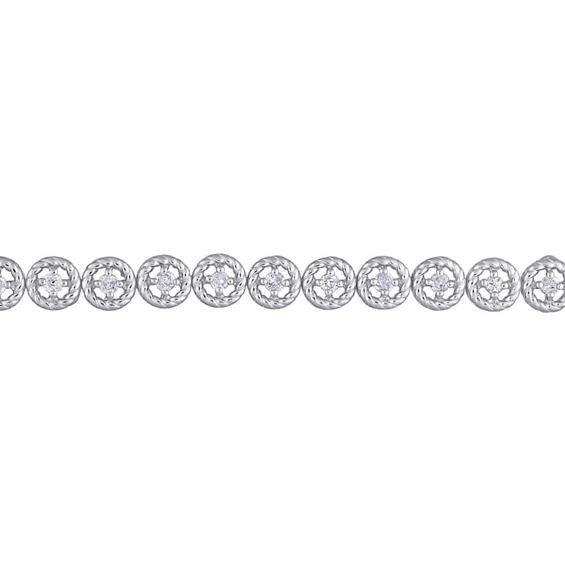 Miadora Sterling Silver 1ct TDW Diamond Tennis Link Bracelet