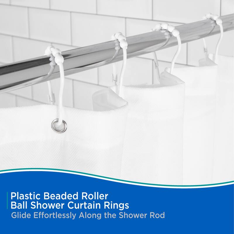 Kenney Beaded Roller Shower Curtain Rings, Set of 12