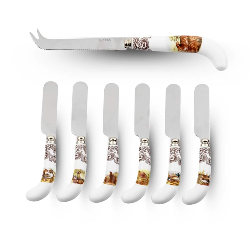 Spode Woodland Cheese Knife and 6 Spreaders