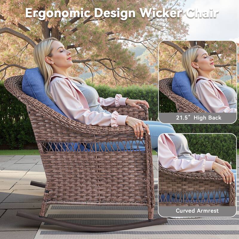 Pocassy 6 Piece Sofa Rocker Chair with Coffee Table