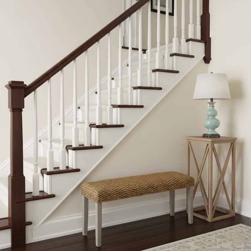 Made4Home Valencia Entryway Bench Water Hyacinth & Acacia Solid Wood - Grey