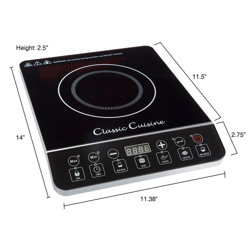 Induction Cooktop - Multifunctional 1800W Electric Stove Top - Hot Plate by Classic Cuisine (Black)