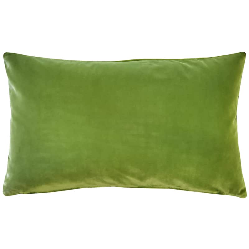 Pillow Decor Castello Soft Velvet Throw Pillows (3 Sizes, 18 Colors) - 12" x 19" - Feather Down - Summer Green
