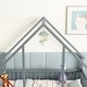 preview thumbnail 7 of 7, Twin Pine Wood House-Shaped Floor Bed Frame with Fence & Guardrails