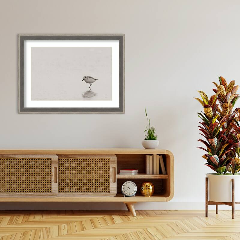 Tybee Island Sanderling by Nathan Larson Wood Framed Wall Art Print