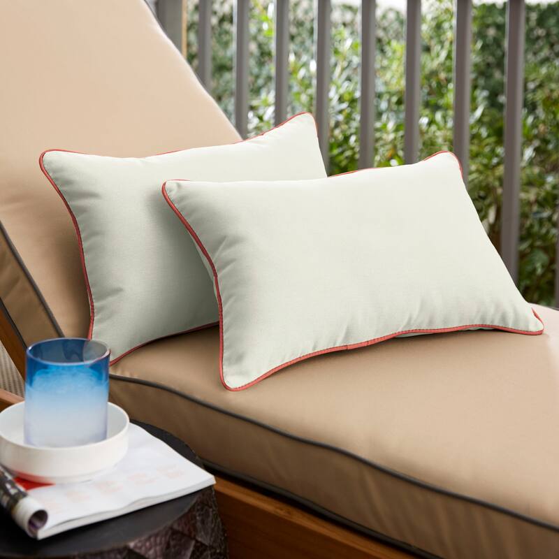 Sunbrella Canvas Natural/ Canvas Henna Indoor/ Outdoor Pillow Set - 13 in x 20 in