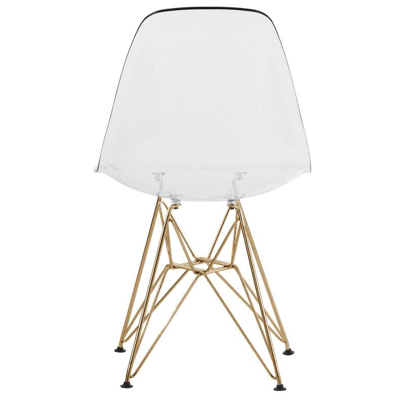 Cresco Plastic Dining Side Chair with Eiffel Base in Gold Set of 2 by LeisureMod