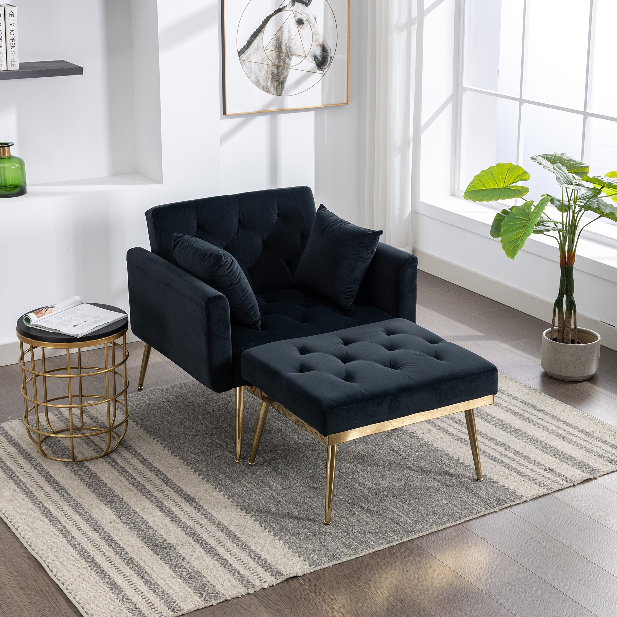 Strick & bolton berman black lounge chair and ottoman new arrivals